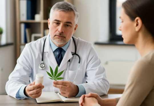 A doctor discussing a cannabis prescription.